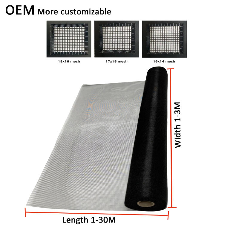 Professionele fabriek 0,25 mm dikte insecten- en stofbescherming glasvezel muggennet in 0,6m-3m breedte voor langdurige bescherming